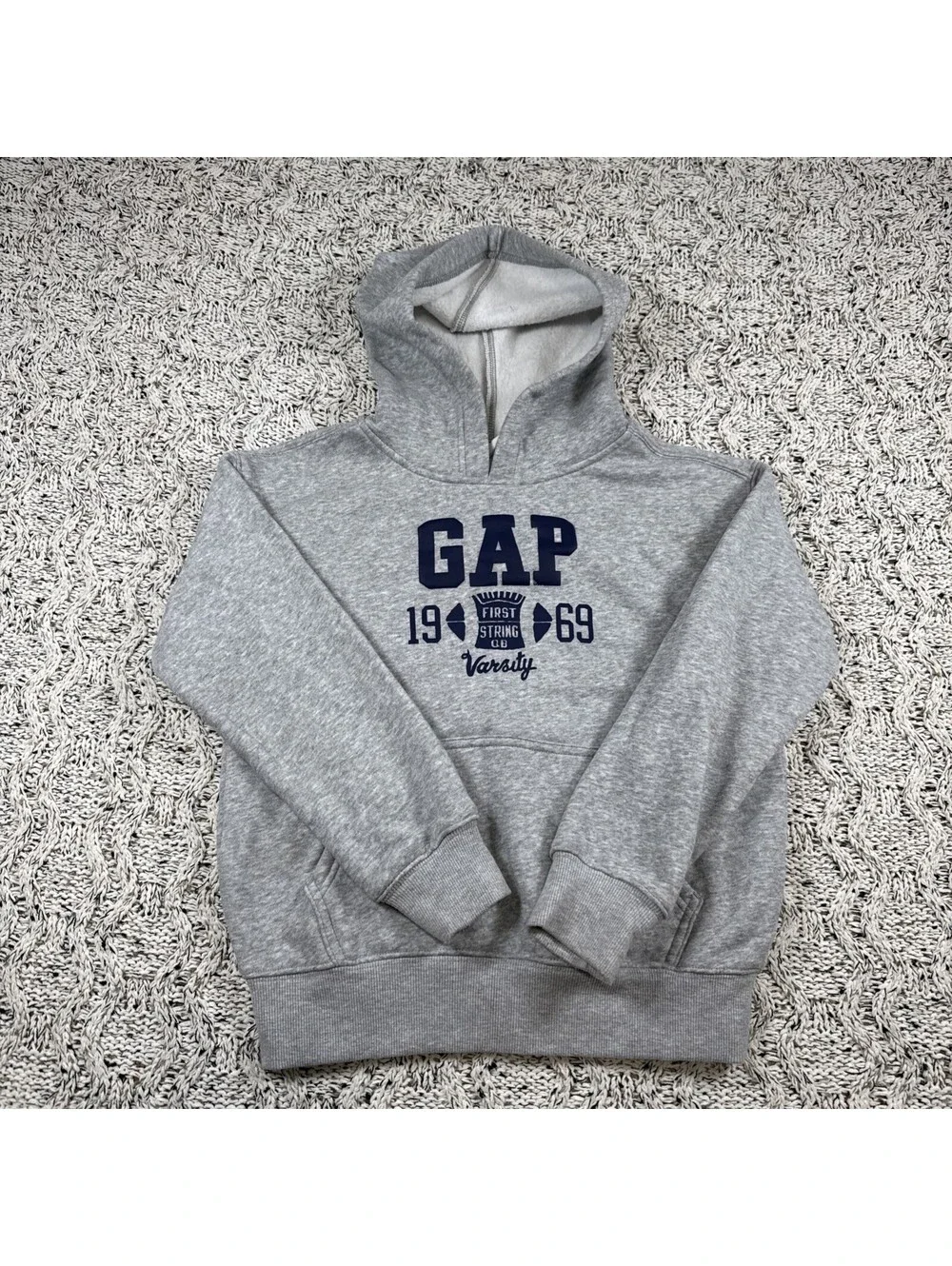 Gap Kids Original 1969 Hoodie Size S 7/8 Gray Pullover Logo Sweatshirt